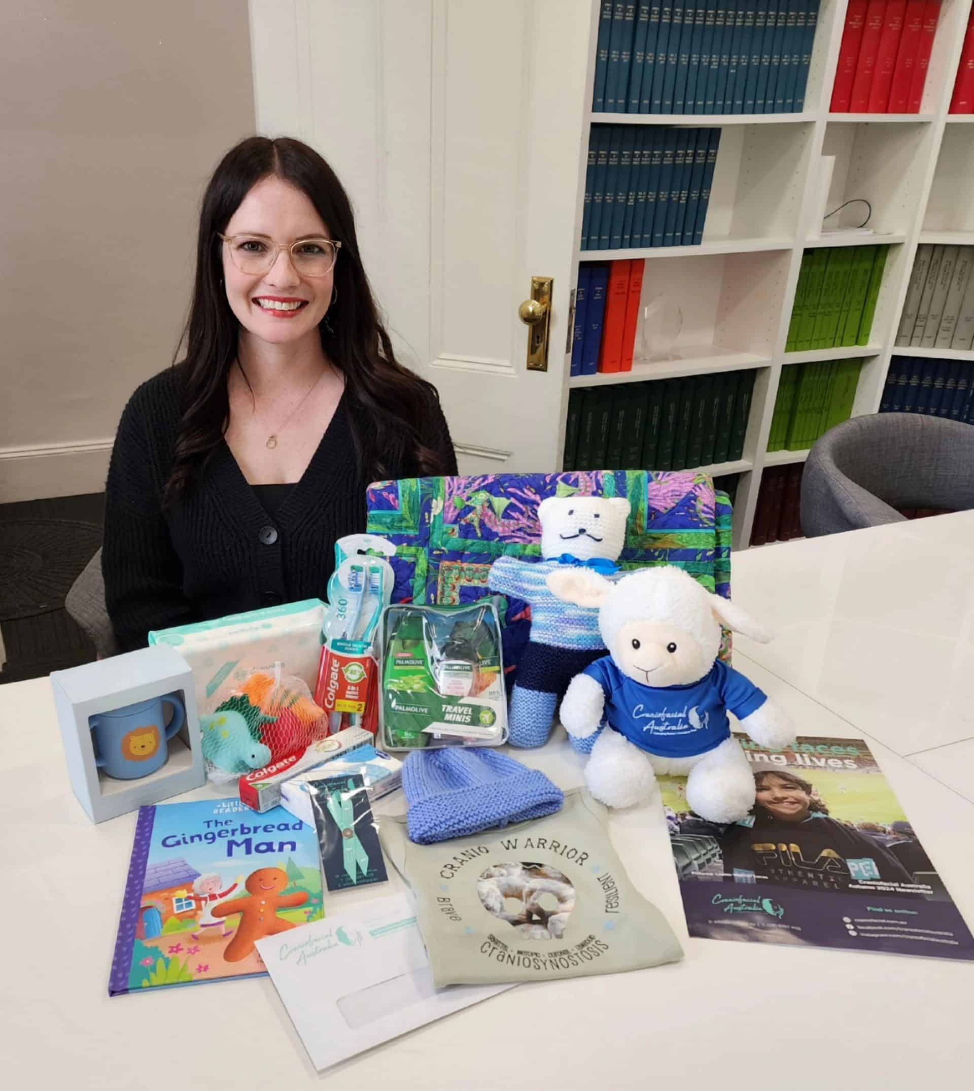 Family Support Coordinator with Craniofacial Australia care pack materials